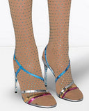 Metallic Leather Sandals with Sequins