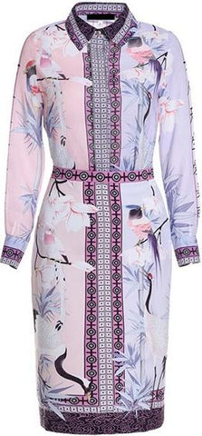 Printed Shirt and Skirt Set - Pastel Pink and Purple