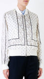 Foulard Printed Satin Bomber Jacket in White - DESIGNER INSPIRED FASHIONS