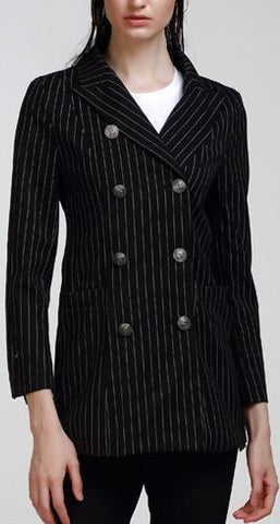 Double-Breasted Pinstripe Blazer - DESIGNER INSPIRED FASHIONS