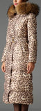 Leopard Print Down Coat with Fur Trim Hood - DESIGNER INSPIRED FASHIONS
