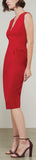 Sleeveless V-Neck Fitted Dress, Red
