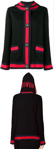 Hooded Knit Cardigan-Jacket, Black