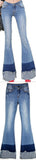 Flared & Frayed Color-Block Jeans