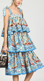 Tile Print Tiered Sun Dress
