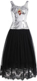 Sequined Lace Midi Dress