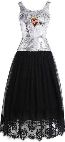 Sequined Lace Midi Dress