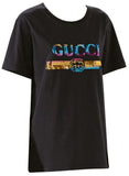 Rainbow Sequin Logo Tee, Black