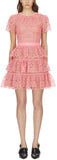 Pink Tiered Lace Mini Dress