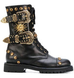 Black Studded Leather Boots