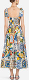 'Majolica' Print Midi Sundress