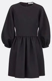 Black Puff-Sleeve Mini Dress