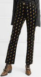 Embroidered Cotton-Blend Velvet Straight-Leg Pants