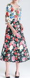 Multi Floral Print Midi Dress