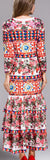 Long Multicolored Printed Tiered Hem Dress - DESIGNER INSPIRED FASHIONS
