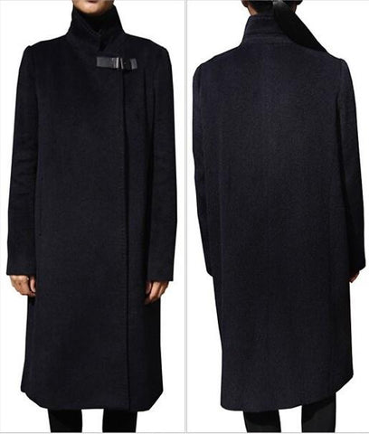 Buckle Cashmere & Wool Blend Coat in Black - DESIGNER INSPIRED FASHIONS
