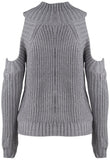 Cold-Shoulder Knit Sweater - (Various Colors to Choose From) - DESIGNER INSPIRED FASHIONS