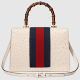Ostrich Top Handle Bag with Moth