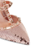 Rockstud Sequined Metallic Leather Pumps