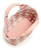Pink And White Woven Basket Gingham Mini Leather Bag