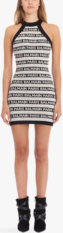Logo-Intarsia Knitted Mini Dress | DESIGNER INSPIRED FASHIONS