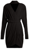 Black Wrap-Front Stretch-Crepe Mini Dress