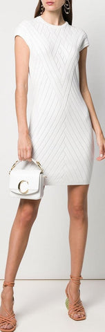 Chevron Knit Bodycon Dress, White or Black | DESIGNER INSPIRED FASHIONS