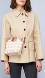 Pink And White Woven Basket Gingham Mini Leather Bag