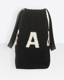 Tote M Shearling Bag, Black/White