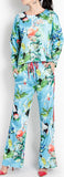 Blue Tropical Printed Top and Pant Set