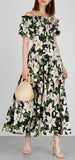 Long Lily Print Poplin Dress
