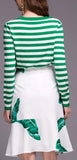 Banana Leaf Embellished Stripe Knit Sweater & Banana Leaf Printed Skirt Set - DESIGNER INSPIRED FASHIONS