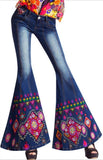 Embellished Faded Bell-Bottom Jeans - DESIGNER INSPIRED FASHIONS
