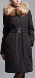 Embroidered Fox-Fur Down Coat, Black