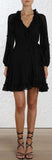 Cascade Wrap Dress, Black