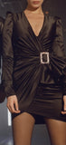 Black Embellished Buckle Dress