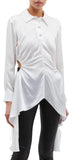 Ruched Cut-Out Waist Drape Blouse