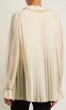 Ruffle-Trimmed Pleated Silk-Chiffon Blouse