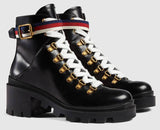 Leather Ankle Boot with Sylvie Web