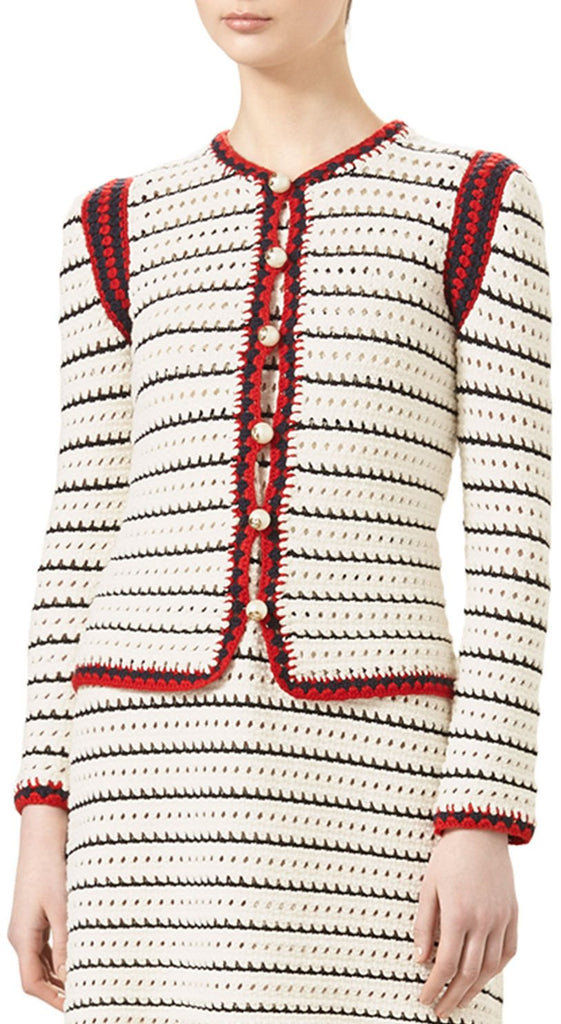 Classic Web-Trim Cardigan Sweater - DESIGNER INSPIRED FASHIONS