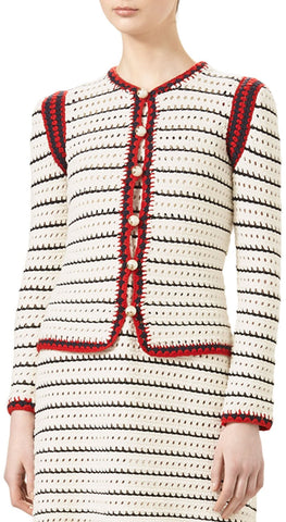 Classic Web-Trim Cardigan Sweater - DESIGNER INSPIRED FASHIONS