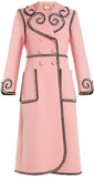 Crystal-Embellished Double-Breasted Coat, Pink