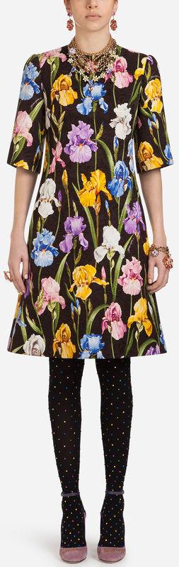 Dress in Printed Brocade
