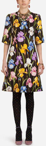 Dress in Printed Brocade
