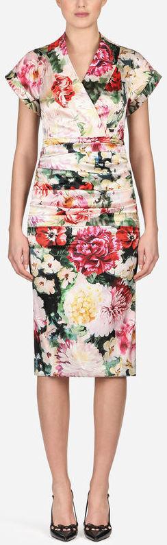 Dress in Printed Silk and Satin