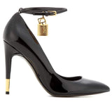 Padlock & Key Embellished Patent Leather Pumps in Nude or Black - DESIGNER INSPIRED FASHIONS