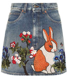 Embroidered Denim Mini Skirt