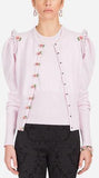 Rose-Button-Embellished Cardigan Sweater