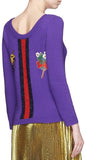 Strawberry Mix Intarsia Sweater in Purple - DESIGNER INSPIRED FASHIONS