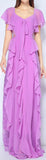 Ruffle Chiffon Dress with Lace Detail